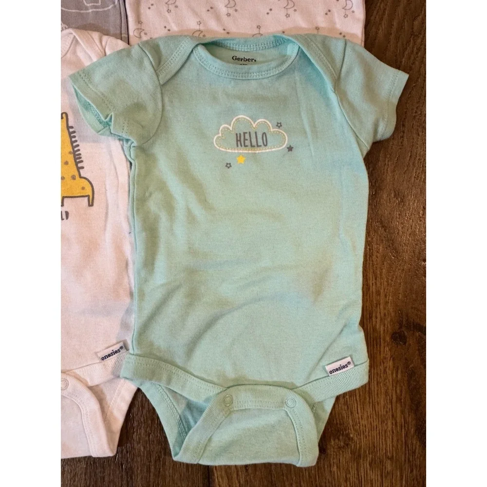 Gerber Baby Boy Onesies Tee Shirts 0/3 Months‎ Bodysuits Elephant Short Sleeved